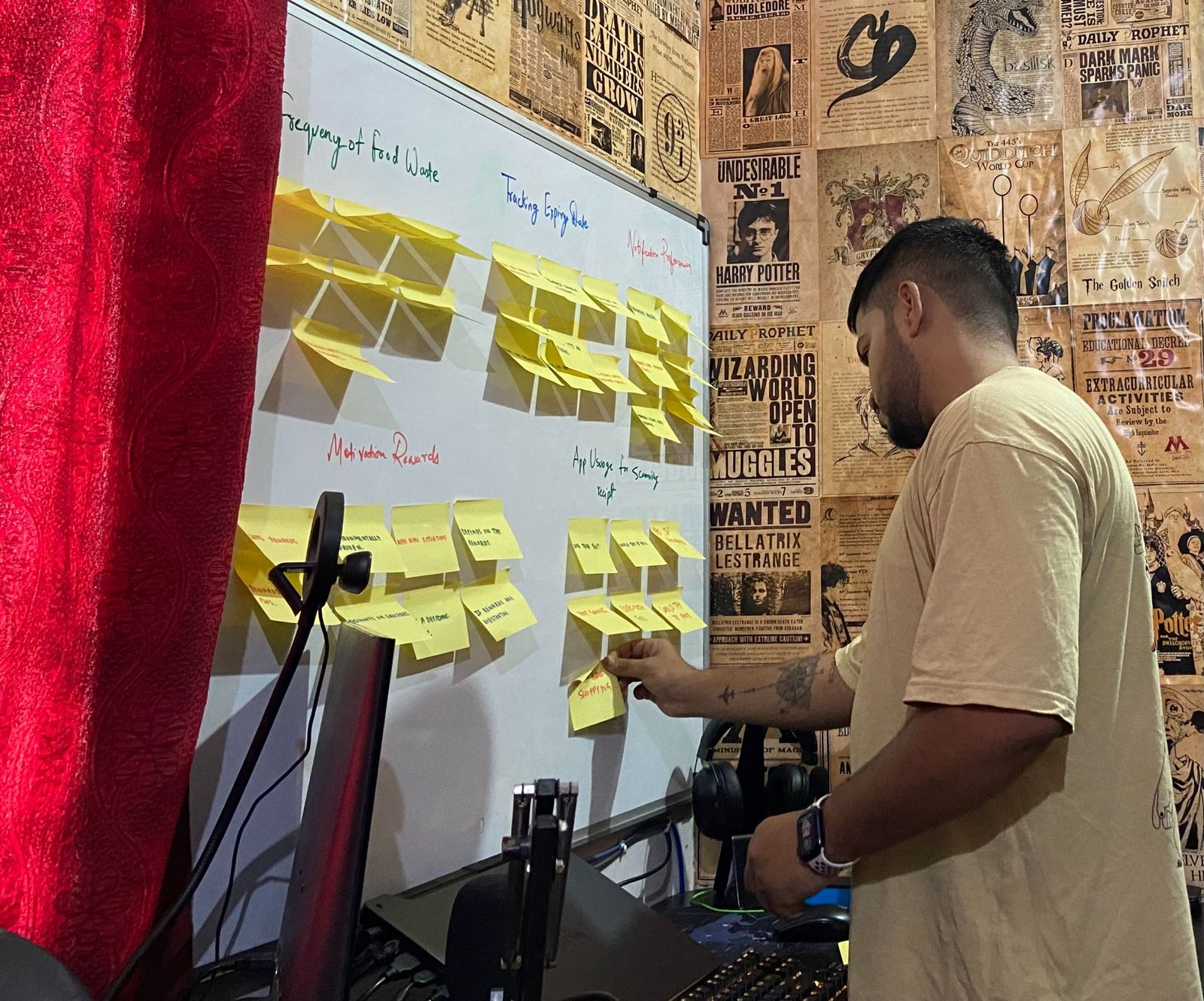Rishabh grouping interview notes on a whiteboard